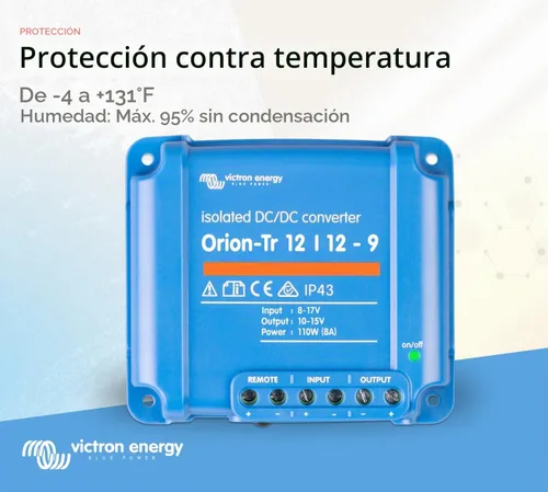 Vista 4 de Victron Energy Orion-Tr Convertidor de CC a CC - 12/12 voltios 9 amperios 110 vatios - Protección IP43 - para sistemas de batería dual - Aislado
