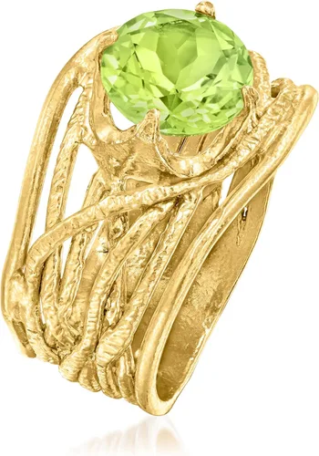 Vista 3 de Ross-Simons Gemstone Textured Openwork Ring in 18kt Gold Over Sterling