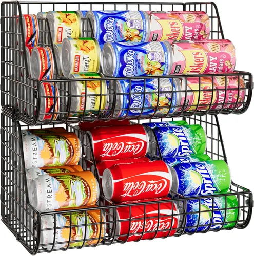 Vista 8 de Organizador apilable de latas de soda que almacena hasta 72 latas, paquete de 4 organizadores de almacenamiento de latas para estantes de despensa