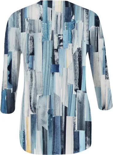 Vista 4 de Sudadera de trabajo de primavera de manga 34 para mujer, ajuste holgado, transpirable, con cuello redondo de mariposa