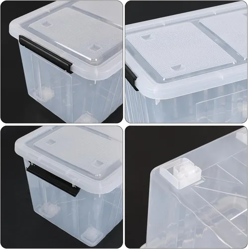 Vista 4 de Ggbin Caja de almacenamiento transparente de 30 cuartos de galón con ruedas, juego de 4 Plástico