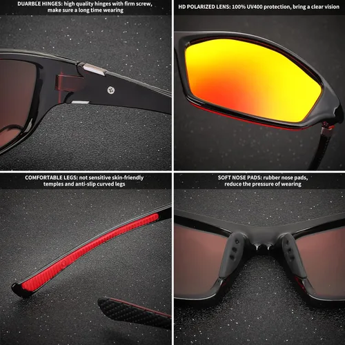 Vista 4 de FEISEDY Gafas de sol deportivas polarizadas clásicas para hombre, conducción nocturna, lentes amarillas, ciclismo, pesca, conducción, B2674