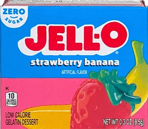 Vista 3 de Jell-O Postre de gelatina sin azúcar, plátano fresa (paquete de 4)
