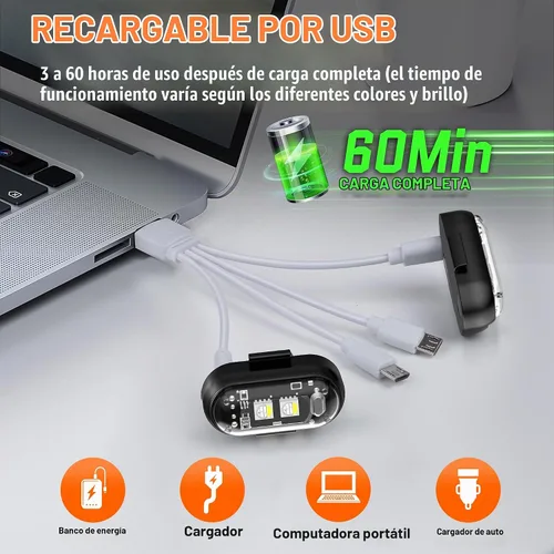 Vista 5 de 8 luces estroboscópicas LED inalámbricas con control remoto, 8 colores USB Charing luces de advertencia para automóvil, motocicleta, dron, avión
