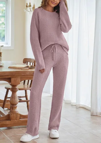 Vista 4 de MEROKEETY Conjunto de pijama de 2 piezas de forro polar mullido para mujer