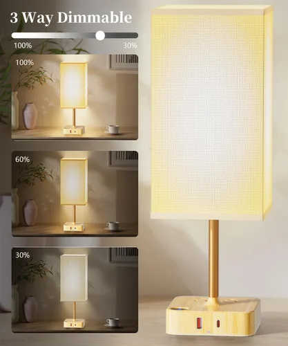 Vista 11 de Lámparas táctiles para mesita de noche para dormitorio con estación