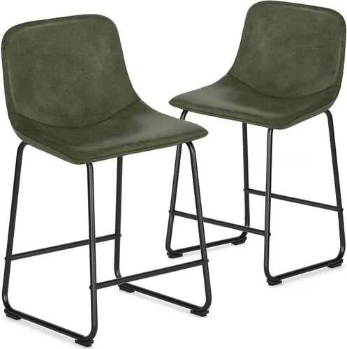 Vista 14 de TAVR Furniture Leathaire - Juego de 2 taburetes de tela con altura de mostrador, sillas de isla sin brazos, con capacidad para hasta 500 libras