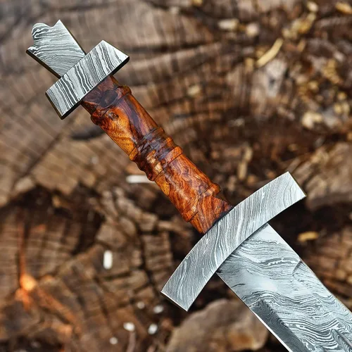 Vista 7 de Damascus Broad Sword Damascus Sword Handcrafted Damascus Steel Blade with Leather Sheath Thoughtful Luxury Gift for Special Occasions