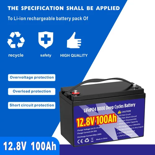 Vista 2 de Batería de litio LiFePO4 de 12 V 100 Ah, grupo 31 1280 Wh, batería de fosfato de hierro y litio de más de 8000 ciclos profundos, larga vida útil