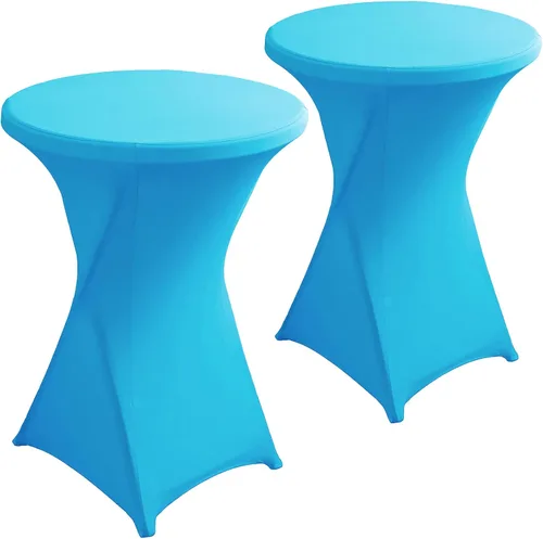 Vista 8 de Paquete de 2 Fundas para Mesa de Cóctel de Spandex Champán de 32x43 Pulgadas, Mantel de Cóctel Redondo Elástico, Funda de Mesa Highboy Ajustada