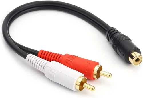 Vista 2 de JSJ Cable divisor RCA hembra a 2 machos, adaptador OFC Y chapado en oro de 8 pulgadas