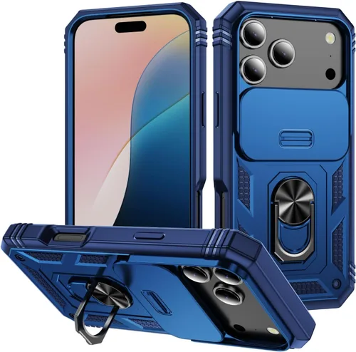 Vista 28 de Funda para iPhone 14, a prueba de golpes, resistente a los impactos, con lente deslizante protectora para iPhone 14 (6.1 pulgadas) (azul)
