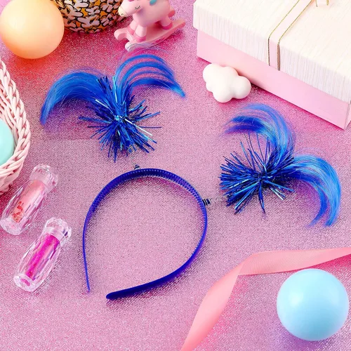 Vista 4 de WILLBOND 6 diademas con pompones envueltas en oropel, accesorios para el cabello para la semana del espíritu, carnaval, despedida de soltera
