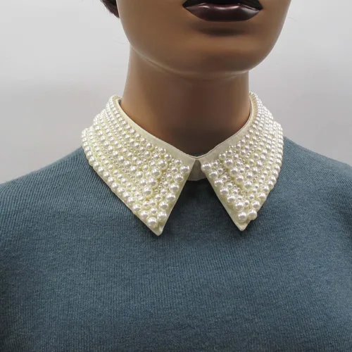 Vista 3 de Trimscraft Collar con cuentas de perlas de imitación gargantilla desmontable con cadena de extensión accesorio de ropa para mujer Perla Perla