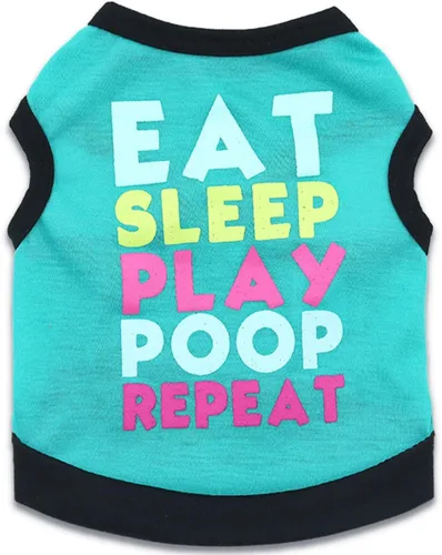 Vista 4 de Paquete de 4 camisetas para perros XS para perros y cachorros, ropa de verano funny chihuahua yorkie dog tshirt, blue cooling vests, stretchy
