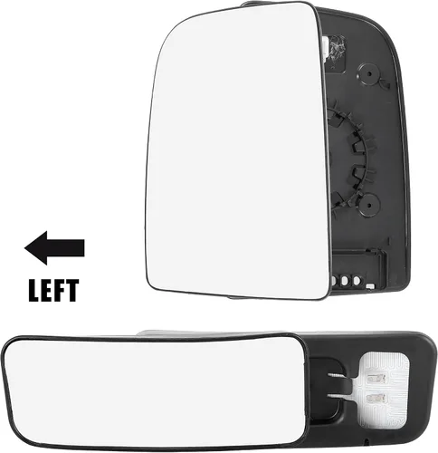 Vista 2 de X AUTOHAUX Espejo retrovisor de coche de repuesto con placa de respaldo calentada lado izquierdo del conductor parte superior e inferior