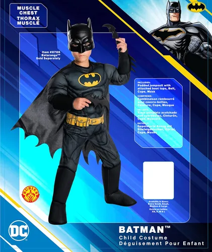 Vista 2 de Rubie's Disfraz de Batman de DC Comics Deluxe para niños, Multicolor