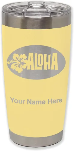 Vista 15 de LaserGram Taza aislada al vacío de 20 onzas, Aloha, grabado personalizado incluido (negro) Engraved Gift, Vacuum Insulated Stainless Steel, Laser