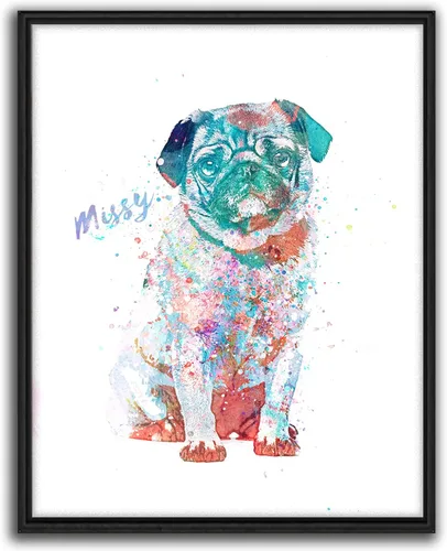 Vista 22 de Personal-Prints Regalo de arte personalizado para pared de perro, impresión artística moderna personalizada única de estilo acuarela La raza