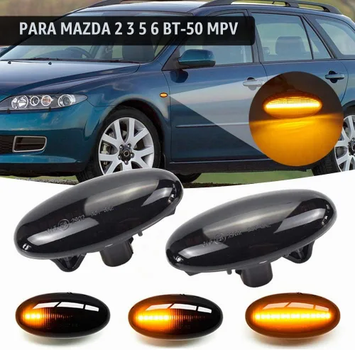 Vista 5 de Para-Mazda 2 para Mazda 3 5 6 BT-50 MPV 2 piezas LED dinámica señal de giro lateral luz intermitente secuencial luz intermitente (amarillo)