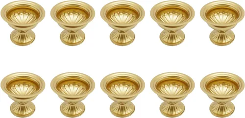 Vista 23 de Juego de 10 portavelas de metal dorado de 10.2 pulgadas de alto, florero, arreglo floral, candelabro, candelabro, portavelas para bodas, fiestas