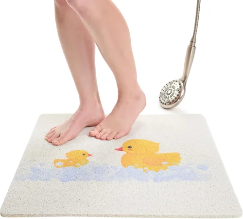 Vista 61 de Enkosi Alfombra de ducha antideslizante Loofah para suelos de ducha, bañera, baños, zonas húmedas, alfombrilla de baño acolchada con agujeros