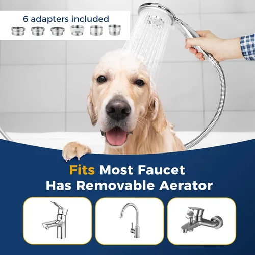 Vista 4 de KLLEYNA - Grifo de fregadero para lavado de pelo, accesorio para cabezal de regadera para bañera con 5 adaptadores, rociador de fregadero