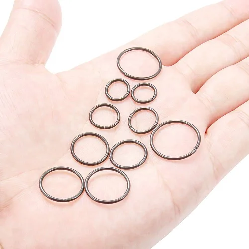 Vista 3 de 10 aretes de acero quirúrgico de 16 G, con bisagras, segmento de septum, labio, pezón, cartílago, tragus, hélix, piercing, joyería para mujeres