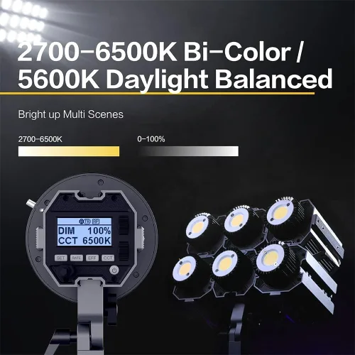 Vista 2 de COLBOR CL60 LED Light, 2700-6500K Bi-Color LED Light, 65W Video Light, Max 80W, CRI 97, 50673Lux, 10 FX Effects, 46 Simulation Scenarios, with V