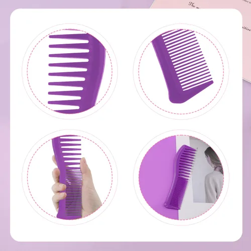 Vista 3 de 2 peines para el cabello, peine de plástico para peinado, dientes grandes y dientes finos, peine de peluquería para hombres y mujeres, peinado