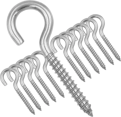 Vista 8 de Paquete de 6 ojos de tornillo de acero inoxidable 304 de 3.2 pulgadas, ganchos de rosca resistentes para soporte de hamaca, techo interior y exterior