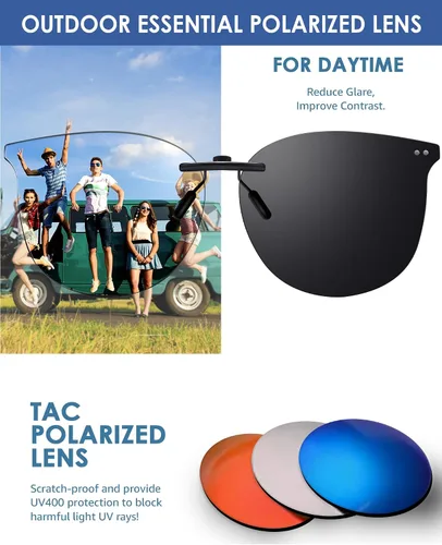 Vista 6 de Lentes de sol polarizados negros con clip sobre lentes graduados para mujeres y hombres, se ajustan sobre lentes de moda
