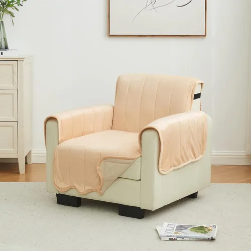 Vista 38 de Great Bay Home Funda reversible de retazos reclinable, lavable, protector de muebles con correas elásticas, perfecta para niños y mascotas, detalle