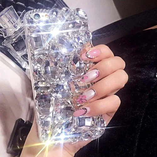 Vista 3 de Funda para Moto Z3 Play Diamonds, lujosa funda 3D hecha a mano con piedras impresionantes con diamantes de imitación para Motorola Moto Z3 Play