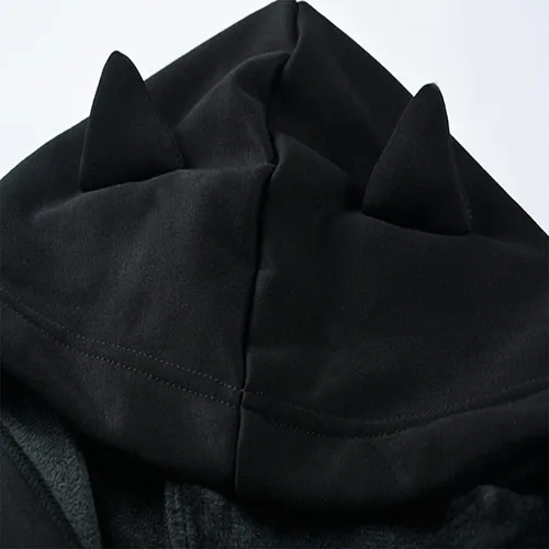 Vista 6 de Aniywn Sudadera con capucha para adolescentes y niñas, con orejas de gato, estilo gótico, de manga larga, informal, sin botones, para mujer