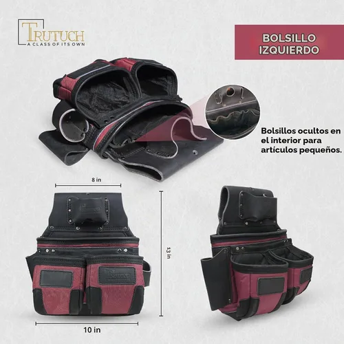 Vista 5 de Cinturón de herramientas de nailon y cuero Bolsas de herramientas para enmarcar Bolsa de herramientas de nailon Cinturones de herramientas