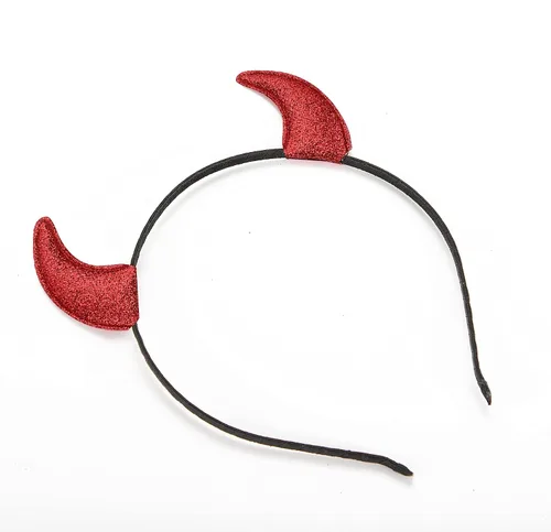 Vista 2 de Ellzk Diadema de cuernos de diablo con purpurina para Halloween, disfraz de diablo, cosplay