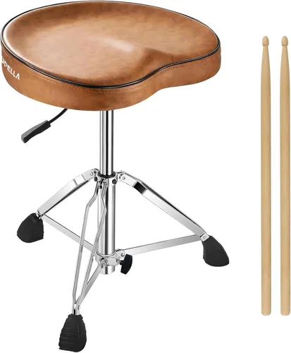 Vista 7 de Banco de tambor de sillín, trono de batería hidráulico de servicio pesado, asiento de batería de espuma viscoelástica ergonómico, silla de batería