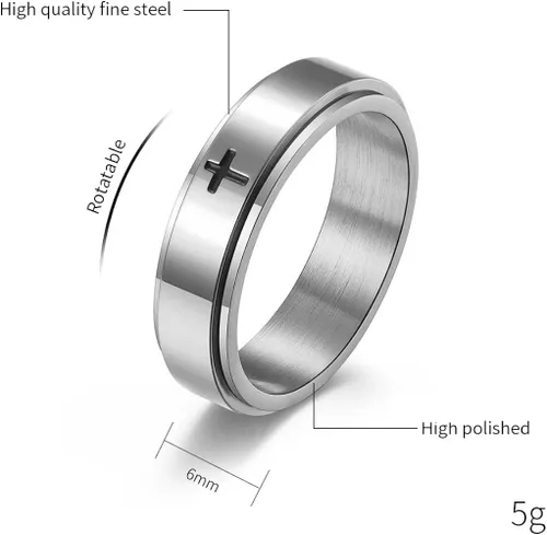Vista 6 de Anillos de banda giratoria para aliviar el estrés y la ansiedad con diseño de Jesucristo para hombres mujeres niñas niños y niñas para la ansiedad