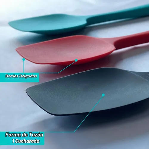 Vista 5 de Juego de espátulas de silicona, espátula de cuchara de goma resistente al calor con diseño de una pieza sin costuras, espátula cuchara Surtido
