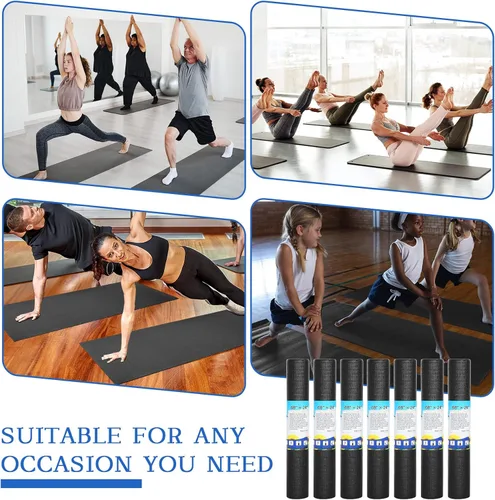 Vista 7 de Riakrum 20 tapetes de yoga para ejercicio, con correa de 68 x 24 pulgadas, tapete de yoga antideslizante para mujeres y hombres, suministros