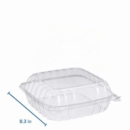 Vista 2 de Dart C90PST1 ClearSeal Contenedores de plástico con bisagras, transparentes, 8.2 x 8.3 x 3 pulgadas, caja de 250