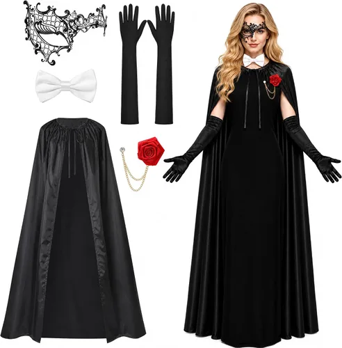 Vista 9 de 5 Pcs Half Face Opera Costume Accessories, Halloween Opera Outfits Set