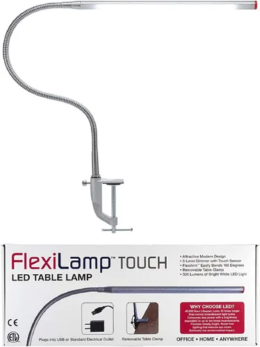 Vista 9 de Americanails FlexiLamp Touch XL - Lámpara LED de escritorio de mesa, abrazadera extraíble, iluminación ajustable para estaciones de uñas, luz