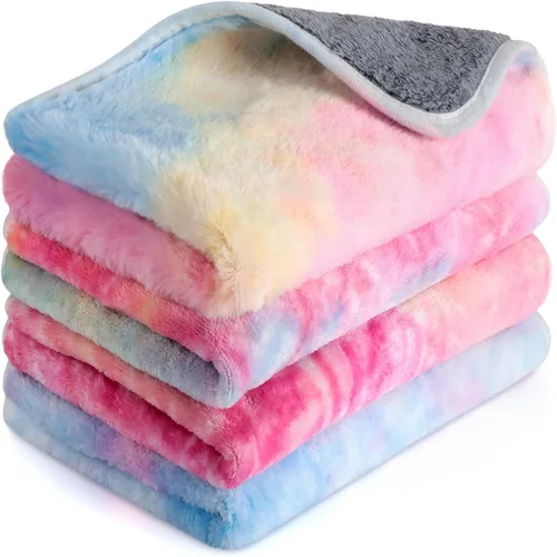 Vista 12 de Reginary - 4 mantas de forro polar de conejillo de indias, adorable pata Revestimientos impermeables y lavables, ropa de cama absorbente de doble