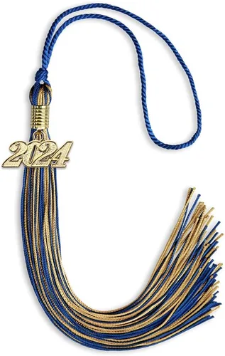 Vista 20 de Endea Graduation - Borla de doble color mixto con fecha dorada (negro/dorado antiguo, 2021)