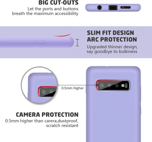 Vista 3 de Funda compatible con Galaxy S10, forro de tela de microfibra de silicona líquida, cubierta de cuerpo completo con protección de pantalla y cámara