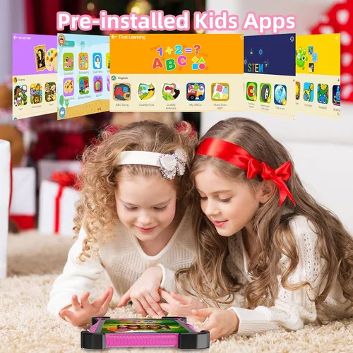 Vista 11 de Fivahiva Tableta para niños de 7 pulgadas, tableta Android 14 para niños, Octa-Core, 10 GB de RAM +64 GB de ROM 512 GB expandir, cámara dual Rosa