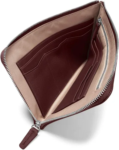 Vista 4 de Leatherology Cartera de viaje con cremallera delgada burdeos