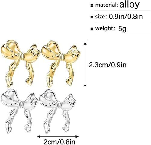 Vista 6 de Aretes de aro pequeños y ligeros con lazo de oro de 14 quilates para mujeres y niñas